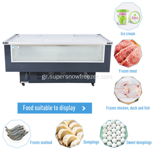 Glass Deep Freezer για οθόνη κρέατος και Deli